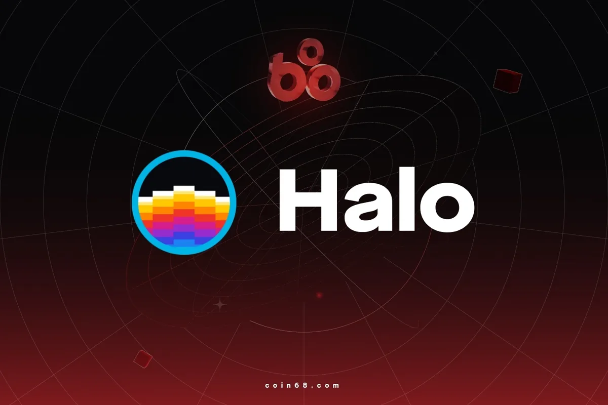 Đồ họa Halo trên nền quỹ đạo màu đỏ và đen